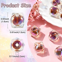 10 perles acryliques irisées arc-en-ciel à placage UV bicolore&nbsp;TACR-YW0002-33F
