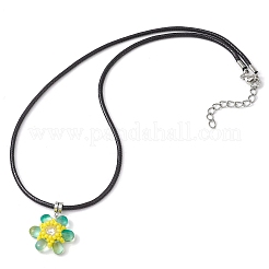 Collane con ciondolo a forma di fiore con perline di vetro e strass di vetro&nbsp;NJEW-MZ00078