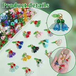 128 шт. 16-х цветные стеклянные жемчужные и акриловые подвески PALLOY-AR00018