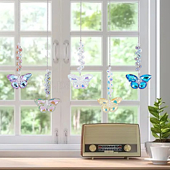 5 шт. подвеска из кварцевого кристалла в виде бабочки 5 цветов&nbsp;HJEW-AR0001-20