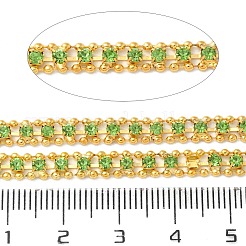真鍮製カップチェーン  カドミウムフリー＆鉛フリー  ガラスと  ゴールドカラー  ハンダ付け  スプールで  緑黄  3x5x2mm&nbsp;KK-Z087-02G-02