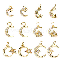 12pcs 6 styles pendentifs en laiton micro pavé de zircone cubique&nbsp;KK-TA0008-69