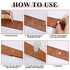 合金ヘッドリベット1個  取り付けハードウェアツール  1pc 合金レザーツールと 220 セット 4 スタイル鉄ガーメントリベット  スター  プラチナ  8~74x4.5~15.5mm&nbsp;AJEW-GL0002-31