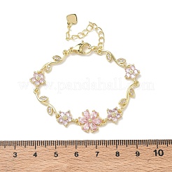Messing-Gliederkettenarmbänder mit Mikropflaster und Zirkonia für Damen&nbsp;BJEW-C156-04D-03G