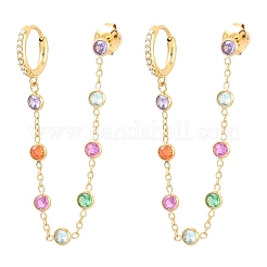 Orecchini a cerchio con strass in acciaio inossidabile 304&nbsp;EJEW-A161-04G-02