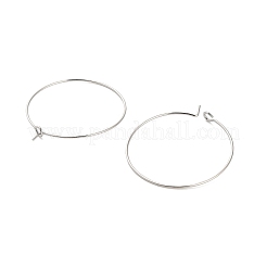 真鍮製フープピアスパーツ  ラウンド  プラチナメッキ  30mm  ピン：0.7mm&nbsp;KK-R112-038D