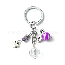 Брелок-подвеска в форме сердца из драгоценных камней и сплава с акриловым чаром ангела KEYC-JKC00541