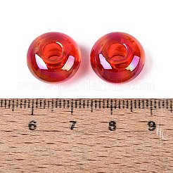 クリアアクリルヨーロピアンビーズ  大穴ビーズ  レッド  14x8mm  穴：5mm&nbsp;OACR-E033-20H