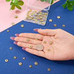 56 шт. 14 стиля латунных колпачков для бусин в виде цветка&nbsp;KK-TA0002-03