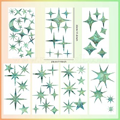 7 pz 2 stili adesivi in pvc adesivi per finestre di colore abbagliante adesivi per finestre in vetro elettrostatico con stella laser 3d e luna&nbsp;JX830A