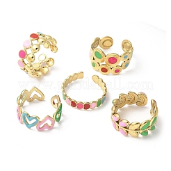 5 шт. регулируемые эмалированные манжеты из нержавеющей стали 304 для женщин&nbsp;RJEW-V004-08G