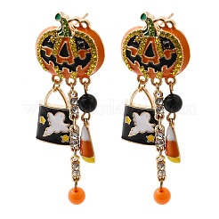 Rhinestone сплава болтающийся серьги EJEW-P319-03G