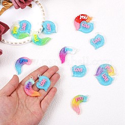 10 ensembles de pendentifs en résine opaque de couleur dégradée&nbsp;RESI-SZ0001-91C
