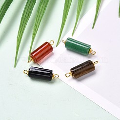 天然および合成の混合宝石用原石リンクコネクター  チベットスタイルの合金デイジースペーサービーズと304ステンレススチールアイピン付き  ゴールドカラー  コラム  25~26x8mm  穴：1.8~2mm&nbsp;PALLOY-JF00889