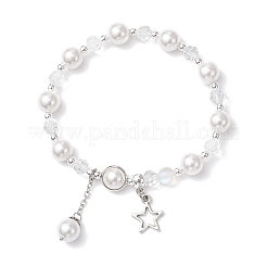 Браслеты из ракушечного жемчуга и стеклянных круглых бусин BJEW-JB11857-01