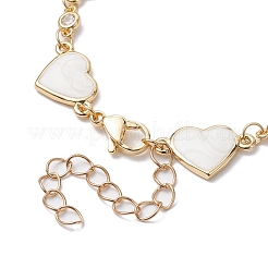 Bracciale a catena a maglie di cuore in ottone smaltato con zirconi&nbsp;BJEW-JB10171