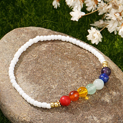 Эластичные браслеты из натуральных и синтетических драгоценных камней и стеклянных бусин для женщин&nbsp;CR6398