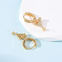 Серьги-кольца из латунного бокала с микропаве из кубических цирконий EJEW-F384-16G-01