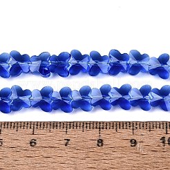 透明ガラスビーズ連売り  蝶  多面カット  ブルー  6x8x4~4.5mm  穴：0.9~1mm  約97~102個/連  22.64~24.61インチ（57.5~62.5cm）&nbsp;GLAA-Q118-01A-B02