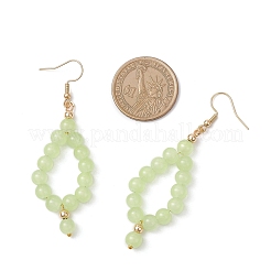 3 пара двухцветных серег-капель из искусственного нефрита с бусинами из стекла&nbsp;EJEW-JE06517