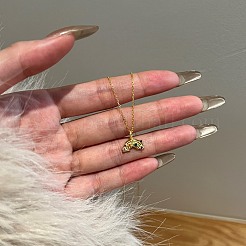 Радуга 925 стерлингового серебра микро паве кубические цирконии кулон ожерелья для женщин NJEW-F338-06G