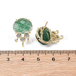 Boucles d'oreilles à tige en laiton avec micro pavé de zircons cubiques et quartz fraise vert naturel&nbsp;KK-Z096-05G-02