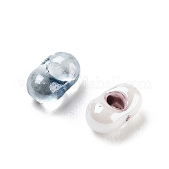 ガラスビーズ  オーバル  DIYブレスレットアクセサリー  雪  4x3x2mm  穴：0.8mm&nbsp;GLAA-U003-01P