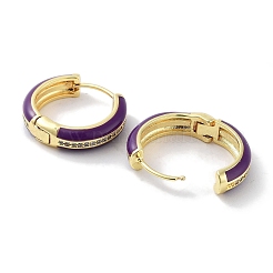 Латунные микро проложить серьги обруча кубического циркония EJEW-L269-111