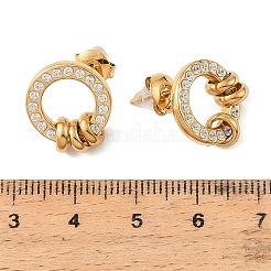 Pendientes de acero inoxidable 304 con micropavé de circonita cúbica para mujer&nbsp;SA-A003-02B-G