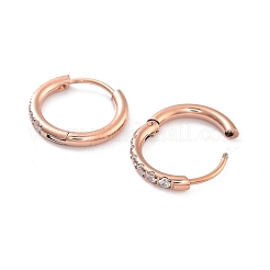 Ионное покрытие (ip) 316 хирургическая нержавеющая сталь паве прозрачный кубический цирконий серьги-кольца женские EJEW-A109-01A-RG