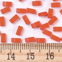 MIYUKIハーフティラビーズ  日本製シードビーズ  2の穴  （htl406)不透明なオレンジ  5x2.3x1.9mm  穴：0.8mm  約2500個/100g&nbsp;SEED-J020-HTL406