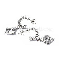 Серьги-гвоздики в форме ромба из нержавеющей стали 304&nbsp;LS-STAS-B034-04P