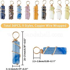 36шт 9 стиля подвески из натуральных смешанных камней FIND-FH0005-08