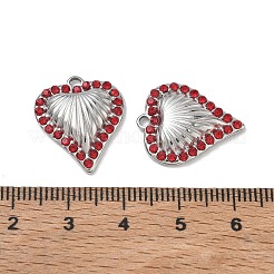 304ステンレススチールラインストーンペンダント  ハートチャーム  ステンレス鋼色  20x17x4mm  穴：2mm&nbsp;RB-CBA7A56-01A-P