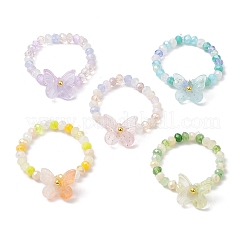 Стеклянные растягивающиеся кольца для женщин RJEW-JR00839