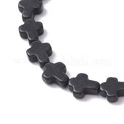 Charm-Armbänder aus synthetischen türkisfarbenen Kreuzperlen&nbsp;BJEW-JB12292-03