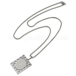 Colliers à chaîne rectangulaire creuse en acier inoxydable 201 avec pendentif en croix&nbsp;LS-NJEW-D089-06P