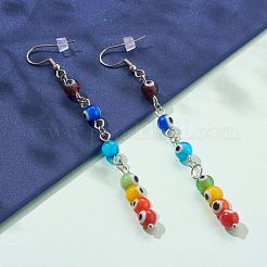 Радуга круглые сглаз лэмпворк висячие серьги EJEW-JE04469