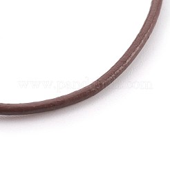牛革レザーコードブレスレット  ワックスコットンコード付き  304ステンレススチールのロブスタークロウ留め金とハートリンクチェーン  ココナッツブラウン  7-3/8インチ（18.8cm）  1.5mm&nbsp;BJEW-JB04014-02