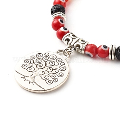Braccialetti elasticizzati fatti a mano con ciondolo a lume di malocchio&nbsp;BJEW-JB06369