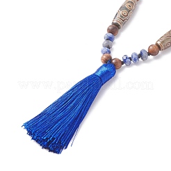 108 collier de perles de mala avec pompon&nbsp;NJEW-JN03791