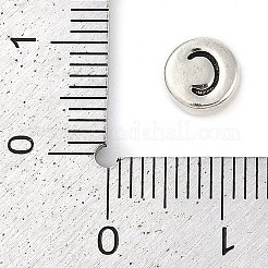 925 perlina piatta rotonda in argento sterling con lettere&nbsp;LS-STER-G044-01AS-C
