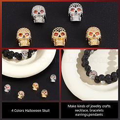 8 шт. 4-х цветные латунные микрофибровые бусины из кубического циркония KK-PH0006-30