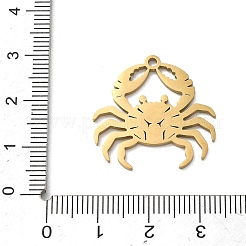 304ステンレスペンダント  カニチャーム  切り取る  イオンプレーティング（ip）  18KGP本金メッキ  24x25x1.3mm  穴：1.8mm&nbsp;SA-CBAAC28-08G