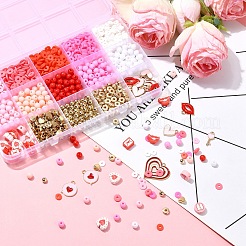 Наборы для изготовления браслетов из полимерной глины и эмалевых бусин ко дню святого валентина своими руками DIY-YW0012-66