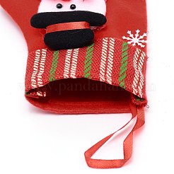 クリスマスの靴下をぶら下げ布  雪だるま＆ワードメリークリスマス  キャンディーギフトバッグ  クリスマスツリーの装飾用  レッド  162x130x15mm&nbsp;HJEW-SZC0004-30
