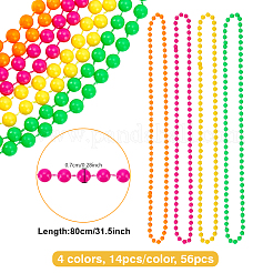 4個 4色 7mm プラスチックボールチェーンネックレス  ミックスカラー  31.50インチ（80cm）  1pc /カラー&nbsp;NJEW-WH0020-76