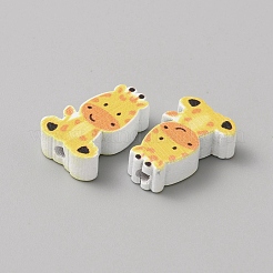 スプレープリントウッドビーズ  ジュエリー作りのための  動物のテーマ  キリン  19.5x13.5x6mm  穴：2mm&nbsp;WOOD-CJC0012-05B