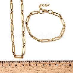 Set di gioielli con bracciale e collana a forma di graffetta in acciaio inossidabile 304&nbsp;SJEW-L199-21G