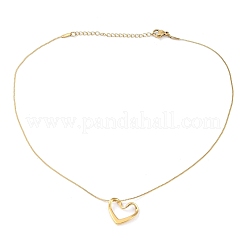 304ステンレススチールペンダントネックレス  女性用ゴールドトーンサーペンタインチェーンネックレス  ハート  13.70インチ（34.8cm）  ペンダント：15.5x17mm&nbsp;NJEW-K266-03C-G